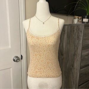 Brandy Melville Cream and Orange Floral Camisole